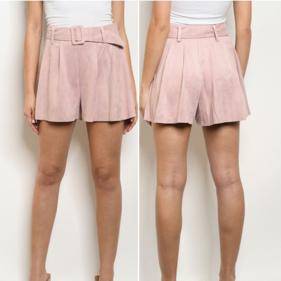 PINK BELTED SHORTS - Picture 1 of 5
